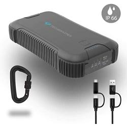 Techsmarter 30000mah Rugged & Waterproof 45W Power Delivery USB-C Port Power Bank. Heavy Duty, Camping, Hiking, Portable Phone Charger with Flashlight. Compatible with iPhone, Samsung, iPad, MacBook