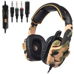 SADES SA-930 Stereo Gaming Headset for PS4 New Xbox One Noise Cancelling Over Ear Headphone wit Mic Soft Memory Earmuffs for PC Mac Laptop Mobile Phone-Camouflage