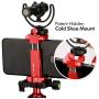 Ulanzi ST-03 Metal Smart Phone Tripod Mount with Cold Shoe Mount and Arca-Style Quick Release Plate for iPhone Xs X 8 7 Plus Samsung Huawei,Cell Phone Tripod Holder Clip Adapter (Red)