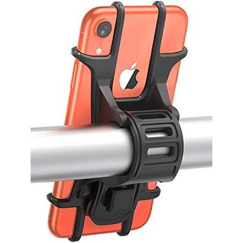 Bike Phone Mount, 360°Rotation Silicone Bicycle Phone Holder, Adjustable Bicycle Cell Phone Holder Cradle, Universal Motorcycle Handlebar for iPhone 11 Pro Max/XR/XS Max, Galaxy S9 Plus - Black