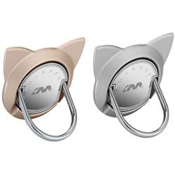 Cat Phone Ring for Magnet Car Mount, Cat Phone Ring Stand for Magnetic Car Mount, Cell Phone Grip Ring Cat Compatible for iPhone/Samsung/Tablet (2 Pack,Silver/Gold)