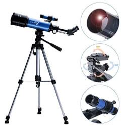 Vanstarry Telescopes for Kids, Travel Kids Telescope, 70mm Aperture 400mm AZ Mount Astronomical Refractor Telescopes for Adults Astronomy Beginners, Portable Travel Telescopes with Carry Bag