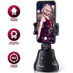 【Upgrade】 Foxnovo Selfie Stick 360°Rotation Auto Face Object Tracking Smart Shooting Camera Phone Mount, Vlog Shooting Smartphone Mount Holder with All iPhone and Android Phone (Black)