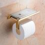 Beelee SUS 304 Stainless Steel Wall Mount Toilet Paper Holder, SUS304 Stainless Steel Bathroom Tissue Holder with Mobile Phone Storage Shelf, Golden