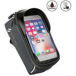 Bicycle Phone Bag, Bike Front Frame Holder Case Bags, Outdoor Mountain Sports Storage Bag, with Touch Screen Waterproof, Fits Phones Below 6.5 inches iPhone Xs max 11 11 max 11 pro max