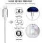 JIMROZ iPhone Charger, MFi Certified Lightning Cable 3 Pack 10ft Nylon Braided Fast Charging Sync Cord Compatible with iPhone 11 Pro Max XS XR X 8 7 6s 6 Plus 5 5s, iPad, iPod and More, Silvergrey
