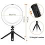 8" Selfie Ring Light with Tripod Stand & Cell Phone Holder for Live Stream/Makeup | Dimmable Mini Floor Table Camera Ringlight for YouTube Video/Photography Compatible with iPhone Xs Max XR Android