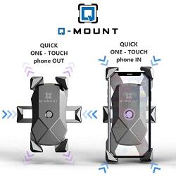 Q-MOUNT Phone Holder for Road Bike, Mountain Bike, Dirt Bike & Motorcycle – Handlebar Mounted Universal Cell Phone Holder Mount | E Scooter & Stroller Phone Mount | iPhone Bike Mount Fits 4 to 11 MAX