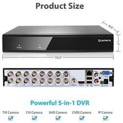 Q-camera 16CH 1080P/5M-N Full High Definition Hybrid AHD/TVI/CVI/Analog/Onvif IP DVR H.265 CCTV Video Recorder P2P Remote Phone Monitoring for Home Security Surveillance System Camera (NO HDD)