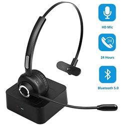 Bluetooth Headset with Noise Canceling, Knofarm Trucker Bluetooth Headset with Microphone for Skype, PC, Call Center, Cellphone, Online Teaching, Conference Calls, 17 hrs Working Time for Long Haul