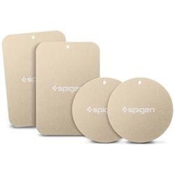 Spigen Kuel MP4-P Metal Plates for Magnetic Car Mount Phone Holder QNMP Compatible (4 Pack - 2 Round, 2 Rectangle) - Gold