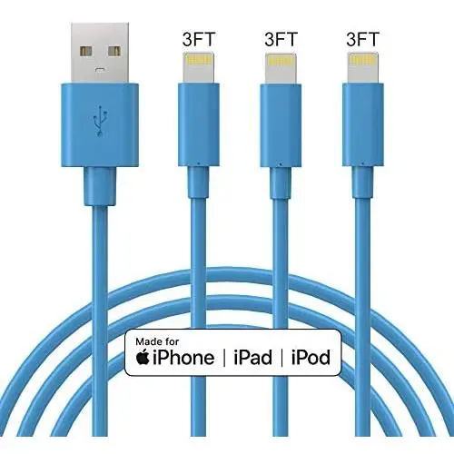 Marchpower iPhone Charger Cable - MFi Certified Lightning Cable - 3Pack 3FT Fast Charging iPhone USB Cable Compatible iPhone Xs Max X 8Plus 7Plus 6S Plus 6 5S iPad Pro Air iPod and More - Blue Marchpower iPhone Charger Cable - MFi Certified Lightning Cable - 3Pack 3FT Fast Charging iPhone USB Cable Compatible iPhone Xs Max X 8Plus 7Plus 6S Plus 6 5S iPad Pro Air iPod and More - Blue