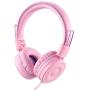 POWMEE M1 Kids Headphones Wired Headphone for Kids,Foldable Adjustable Stereo Tangle-Free,3.5MM Jack Wire Cord On-Ear Headphone for Children (Pink)