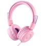 POWMEE M1 Kids Headphones Wired Headphone for Kids,Foldable Adjustable Stereo Tangle-Free,3.5MM Jack Wire Cord On-Ear Headphone for Children (Pink)