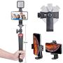 3in1 Smartphone Mobile Cell Phone Selfie Tripod Portable Flexible Mini Travel Camcorder Tabletop Stand Mount Holder for iPhone Samsung Webcam Youtuber Reivewer Vlogging Live Streaming Podcast