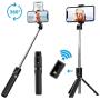 Selfie Stick Tripod, Extendable Selfie Stick with Detachable Wireless Remote and Tripod Stand Selfie Stick for iPhone 11/11 pro/X/8/7/6s/6,Samsung Galaxy S10/S9/S8/S7/Note 9/8,Huawei and More
