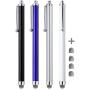 CCIVV Stylus Pens, 4 Pcs 5.6 Inches Mesh Tipped Stylus for Touch Screens, iPad, iPhone, Kindle Fire + 4 Extra Replaceable Hybrid Fiber Tips (White, Black, Silver, Blue)