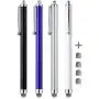 CCIVV Stylus Pens, 4 Pcs 5.6 Inches Mesh Tipped Stylus for Touch Screens, iPad, iPhone, Kindle Fire + 4 Extra Replaceable Hybrid Fiber Tips (White, Black, Silver, Blue)
