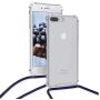 kwmobile Crossbody Case Compatible with Apple iPhone 7 Plus / 8 Plus - Clear Transparent TPU Cell Phone Cover with Neck Cord Lanyard Strap - Transparent/Blue