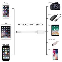 FA-STAR USB Camera Adapter, USB Female OTG Data Sync Cable Compatible with iPhone 11 X 8 7 6 Plus iPad Air Pro Mini, Support Card Reader, USB Flash Drive, Mouse, Keyboard, Hubs, MIDI - White