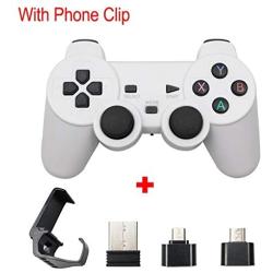 PengShi Wireless Gamepad for Android Phone/Pc/Ps3/Tv Box Joystick 2.4G Joypad Game Controller for Xiaomi Smart Phone Game Accessories (Color : with Stand White)