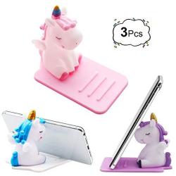 3 Pack Unicorn Phone Holder, Cute Unicorn Desktop Cell Phone Stand Holder Adjustable Stand, Compatible with All Mobile Smart Phone, Tablet Office Decor Desk Smartphone Dock Unicorn Gift for Girl