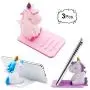 3 Pack Unicorn Phone Holder, Cute Unicorn Desktop Cell Phone Stand Holder Adjustable Stand, Compatible with All Mobile Smart Phone, Tablet Office Decor Desk Smartphone Dock Unicorn Gift for Girl