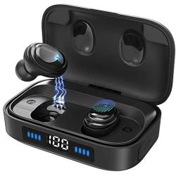 True Wireless Earbuds,Bluetooth 5.0 Headphones with 2000mAh Charging Case LED Battery Display,TWS Stereo Noise Cancelling IPX7 Waterproof in-Ear Built-in Mic Earphones,Deep Bass Headset for Sports