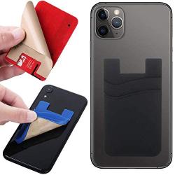 BIAJIYA Card Holder for Back of Phone Silicone Wallet Stick-on ID Credit Card Pocket for Smartphones(6PC)
