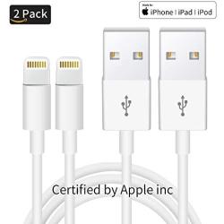 2Pack Apple Original [Apple MFi Certified] Charger Lightning to USB Cable Compatible iPhone X/8/7/6s/6/plus/5s/5c/SE,iPad Pro/Air/Mini,iPod Touch(White 1M/3.3FT) Original Certified