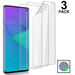 3-Pack Galaxy S10 Screen Protector, [Self Healing] [Easy Install & Bubble Free] [Ultrasonic Fingerprint Support] Transparent HD TPU Protetive Film for Samsung Galaxy S10