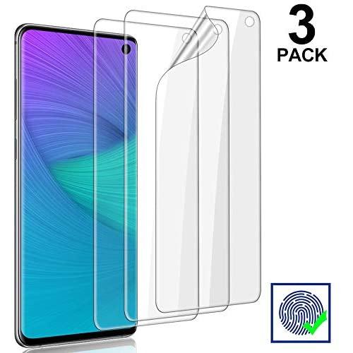 3-Pack Galaxy S10 Screen Protector, [Self Healing] [Easy Install & Bubble Free] [Ultrasonic Fingerprint Support] Transparent HD TPU Protetive Film for Samsung Galaxy S10