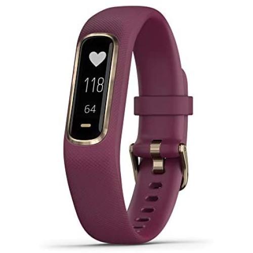 Garmin Vívosmart 4, Activity and Fitness Tracker w/Pulse Ox and Heart Rate Monitor, Gold W/Berry Band (010-01995-11), 0.75 inches