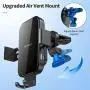 Nalwort Wireless Car Charger 15W Qi Fast Charge with Metal Frame Dashboard and Air Vent Phone holder Auto Clamping Wireless Car Charger Mount for iPhone SE 2020/11 Pro Max/11, Samsung S20/S10 and More