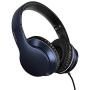 LORELEI X6 Over-Ear Headphones with Microphone, Lightweight Foldable & Portable Stereo Bass Headphones with 1.45M No-Tangle, Wired Headphones for Smartphone Tablet MP3 / 4 (Dark Bule)