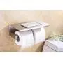 XVL Dual Toilet Paper Holder with Mobile Phone Storage Shelf and Spring Roller, Brushed, G327B
