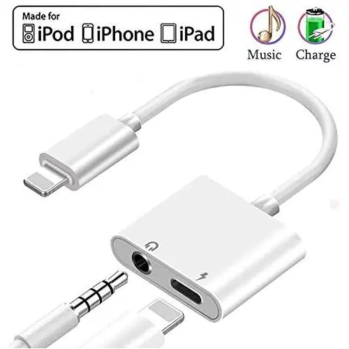 Headphone Adapter for iPhone 3.5mm Jack Charge & Audio Dongle Converter Splitter Cables 2 in 1 for iPhone 11pro/7/7Plus/8/X/10/XR/XS/XS Max Earphone Accessory Compatible Support All iOS System Headphone Adapter for iPhone 3.5mm Jack Charge & Audio Dongle Converter Splitter Cables 2 in 1 for iPhone 11pro/7/7Plus/8/X/10/XR/XS/XS Max Earphone Accessory Compatible Support All iOS System