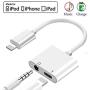 Headphone Adapter for iPhone 3.5mm Jack Charge & Audio Dongle Converter Splitter Cables 2 in 1 for iPhone 11pro/7/7Plus/8/X/10/XR/XS/XS Max Earphone Accessory Compatible Support All iOS System