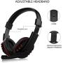 JAMSWALL Stereo Gaming Headset for Xbox one PS4-3.5mm Wired Over-Head Stereo Gaming Headset Headphone with Mic Microphone, Volume Control for PS4 PC Tablet Laptop Smartphone Xbox One (Black with red)