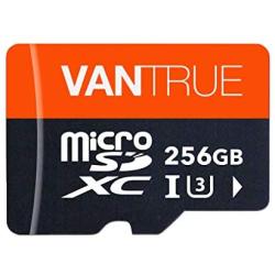 Vantrue 256GB MicroSDXC UHS-I U3 V30 Class 10 4K UHD Video High Speed Transfer Monitoring SD Card with Adapter for Dash Cams, Body Cams, Action Camera, Surveillance & Security Cams