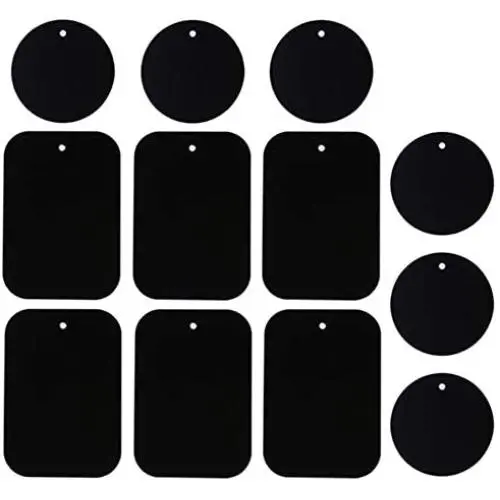 Universal Metal Plate 12 Pack for Magnetic Phone Car Mount Holder Cradle with 3M Adhesive (Compatible with Magnetic Mounts) - 6 Rectangle and 6 Round, Black Universal Metal Plate 12 Pack for Magnetic Phone Car Mount Holder Cradle with 3M Adhesive (Compatible with Magnetic Mounts) - 6 Rectangle and 6 Round, Black