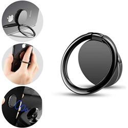 Cell Phone Finger Ring Stand-360° Rotation Metal Ring Grip for Magnetic Car Mount Compatible with All Smartphone Black