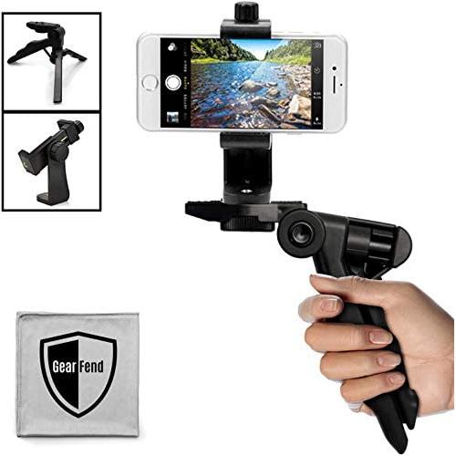 GearFend Heavy Duty Pistol Grip Stabilizer, Tripod Table Stand with Universal Rotating Smartphone Tripod Mount for All iPhones, Samsung Phones, Most Mobile Phones Plus Microfiber Cloth