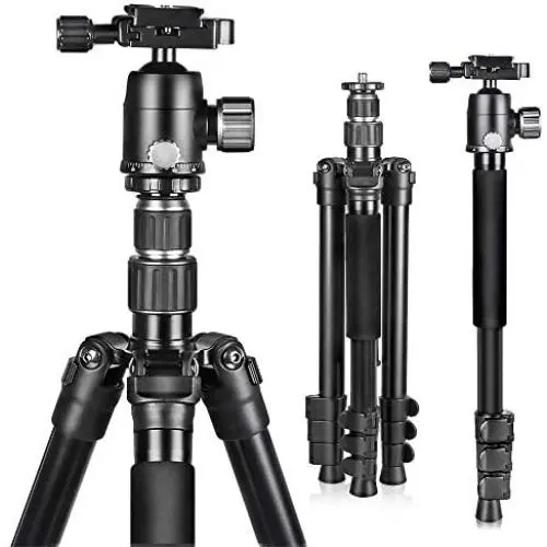 UBeesize 61.4-inch Camera Tripod, 12kg/26.4lb Load Aluminum Travel Tripod Stand, Compact and Lightweight Video Tripod for DSLR Cameras, Projectors, Camcorders, Canon and Nikon, Black UBeesize 61.4-inch Camera Tripod, 12kg/26.4lb Load Aluminum Travel Tripod Stand, Compact and Lightweight Video Tripod for DSLR Cameras, Projectors, Camcorders, Canon and Nikon, Black