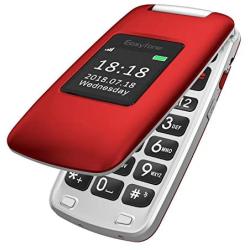 Easyfone Prime A1 3G Unlocked Senior Flip Cell Phone, Big Button Hearing Aids Compatible Easy-to-Use Basic Cell Phone with Charging Dock(Red)