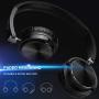 Vogek On Ear Headphones with Mic, Stereo Bass Fold-Flat Headset, Wired Portable Earphones with Safe Volume Limited 94dB, Adjustable Headband and 1.5M Tangle Free Cord for Kids Students, Black
