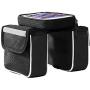 MARXIAO Touch Screen Mountain Bike Front Beam Bag, Waterproof Saddle Bag Tube Bag Mobile Phone Bag Riding Equipment Accessories