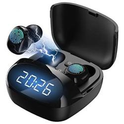 Wireless Earbuds,Bluetooth 5.0 Headphones Touch Control TWS Stereo Charging Case IPX8 Waterproof Wireless Headphones LED Display Time Display for Sports