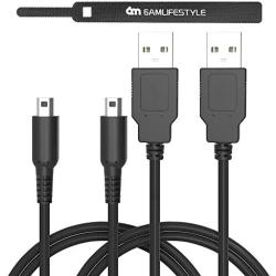 2 Pack 4FT 6amLifestyle 3DS USB Charger Cable, Power Charging Lead for Nintendo New 3DS XL/New 3DS/ 3DS XL/ 3DS/ New 2DS XL/New 2DS/ 2DS XL/ 2DS/ DSi/DSi XL/Black