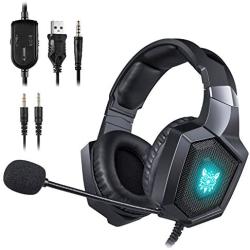 ONIKUMA Gaming Headset - Updated K8 Headset Gaming for PS4 New Xbox One, Stereo Over-Ear Headphones & Noise-canceling Microphone with Mic for PC Computer Mac Laptop Nintendo Switch Games (Black)